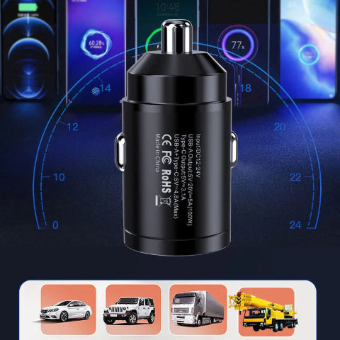Încărcător Auto Compact – Încărcare Rapidă