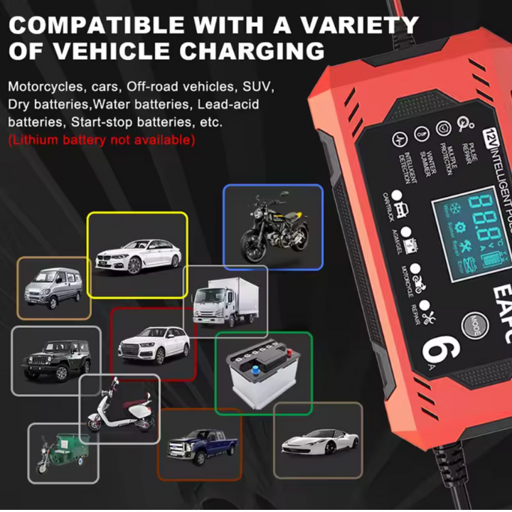 Chargeur De Batterie Voiture Intelligent 12V/24V - Affichage LCD & Protection Automatique