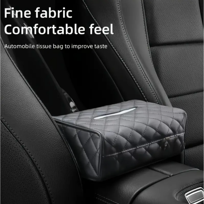 Boîte À Mouchoirs Voiture En Cuir PU – Fixation Pare-Soleil Ou Appuie-Tête