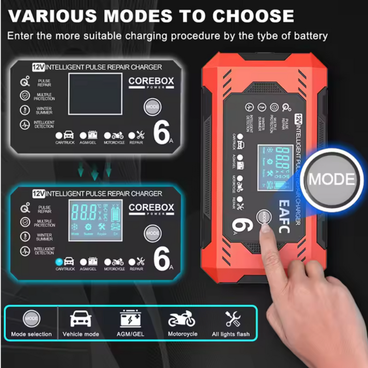 Chargeur De Batterie Voiture Intelligent 12V/24V - Affichage LCD & Protection Automatique