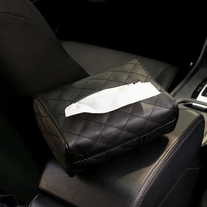 Boîte À Mouchoirs Voiture En Cuir PU – Fixation Pare-Soleil Ou Appuie-Tête