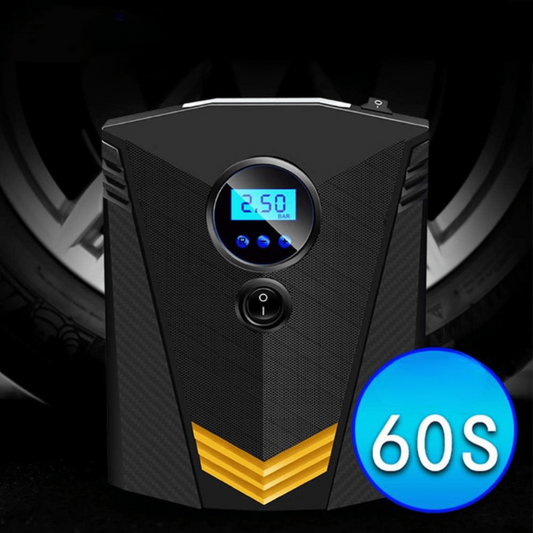 מדחס אוויר נייד לרכב/אופנוע/אופניים – שקע מצית 12V + מסך דיגיטלי