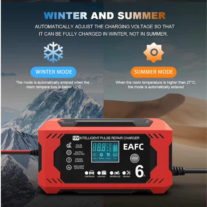 Chargeur De Batterie Voiture Intelligent 12V/24V - Affichage LCD & Protection Automatique