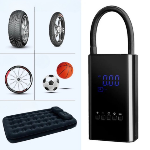 מיני קומפרסור נייד – תצוגת LED ולחץ מתכוונן