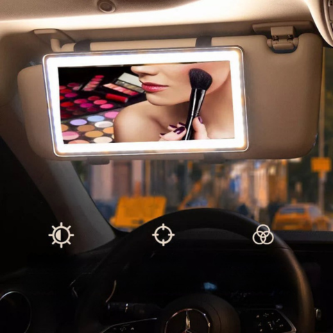 車用サンバイザーLEDミラー - 調整可能で充電式の照明
