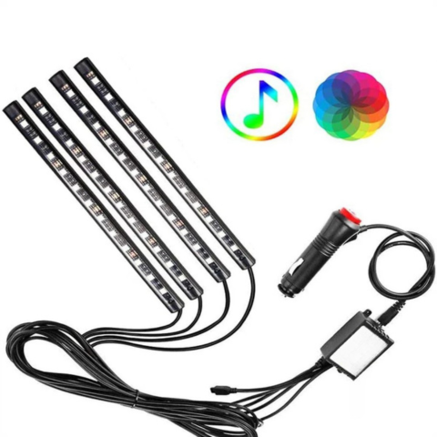 LED-Ambiente Auto-Lampe – Reaktive Mehrfarbige Lichter auf den Klang