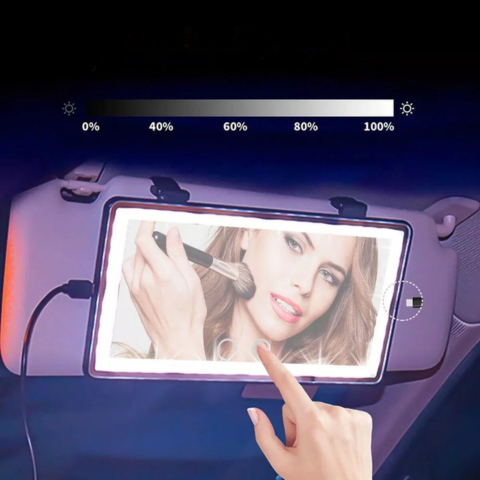 Zrkadlo LED do slnečnej clony pre auto – Nastaviteľné a nabíjateľné osvetlenie