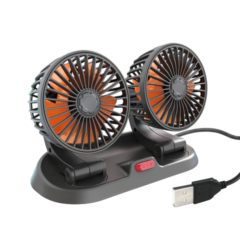 Ventilateur Auto À Double Tête — Alimentation USB Ou Allume-Cigare