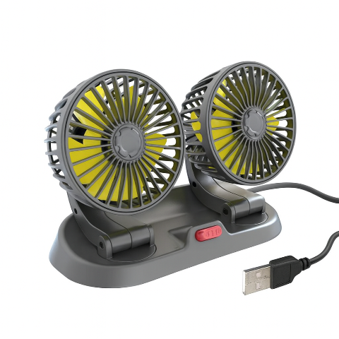 Ventilateur Auto À Double Tête — Alimentation USB Ou Allume-Cigare