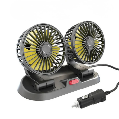 Ventilateur Auto À Double Tête — Alimentation USB Ou Allume-Cigare