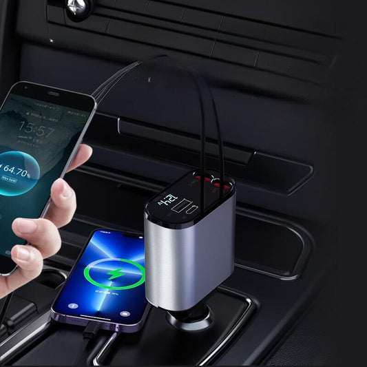 Cargador de Auto de Alta Velocidad 12V – USB y Tipo-C Con Pantalla 