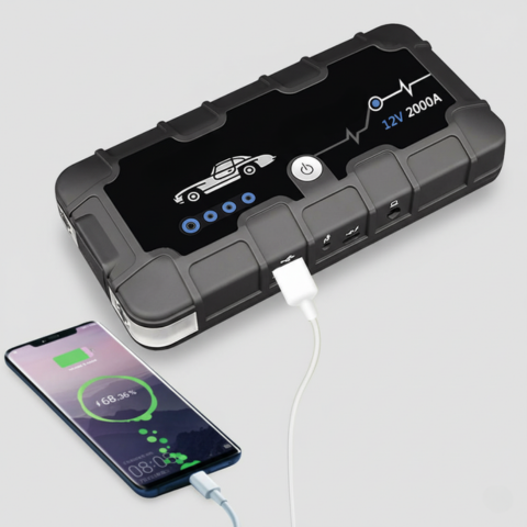 Arrancador de batería 12V 2000A — Carga rápida y multiuso 