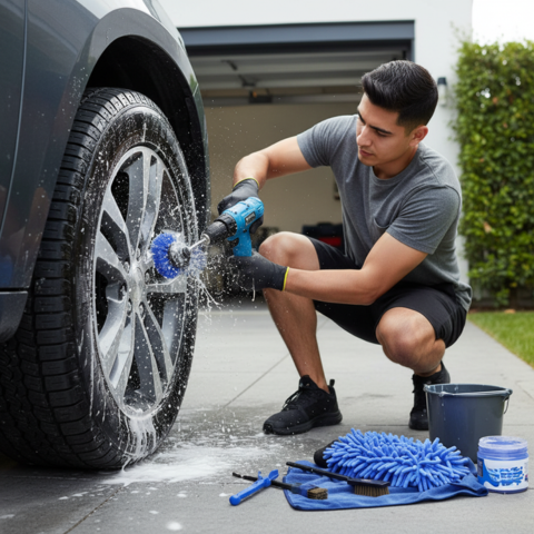 مجموعة أدوات تنظيف السيارة — متعددة الوظائف مع حقيبة تخزين 