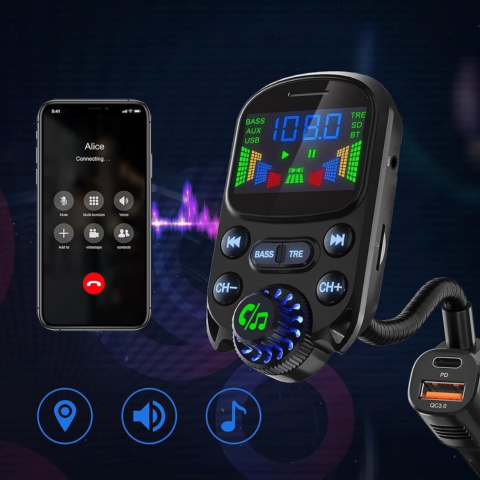 FM Multifunctionele Zender Voor Auto — Muziek & Stemassistent 