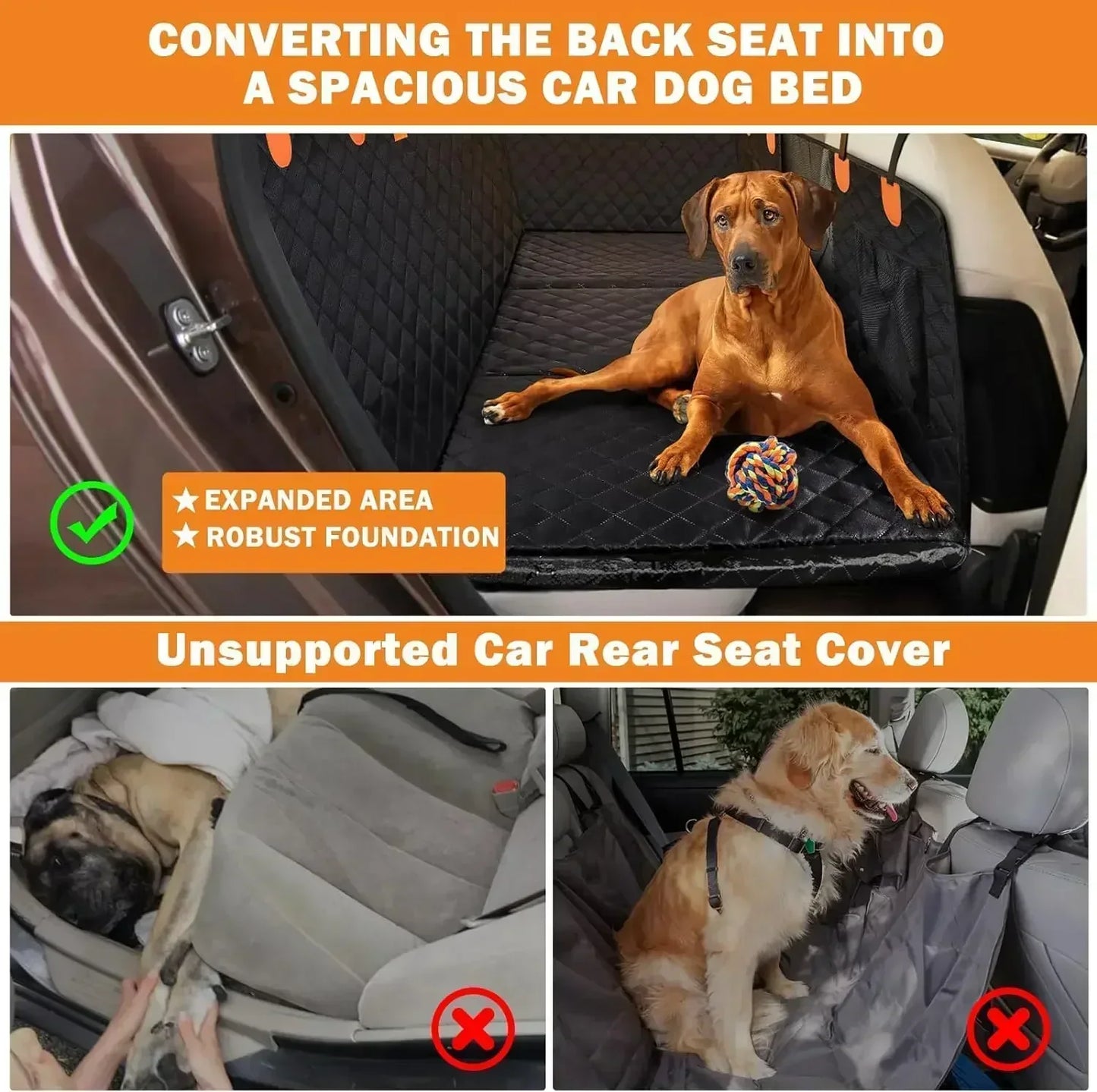 犬用車のシートカバー – 防水＆滑り止め、安全ハーネス付き 