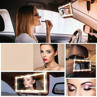 Led Car Makeup Mirror - Compact Design & Adjustable Light