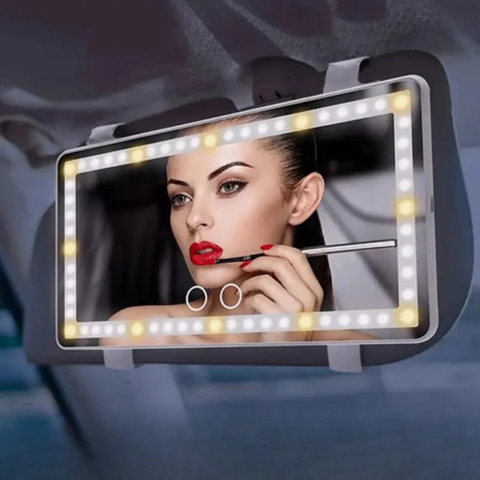 Led Car Makeup Mirror - Compact Design & Adjustable Light