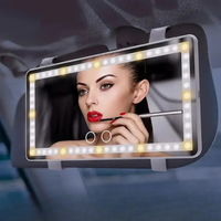 Led Car Makeup Mirror - Compact Design & Adjustable Light